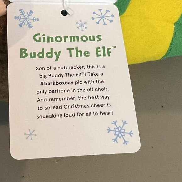 Buddy the Elf Christmas Plush Dog Toy XL by Bark BarkBox NWT - Picture 7 of 11